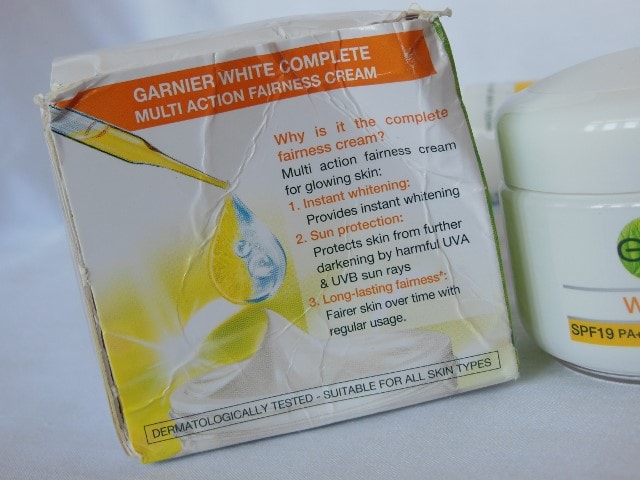 Garnier White Complete Fairness Cream Claims