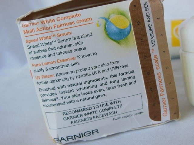 Garnier White Complete Fairness Cream Ingredients