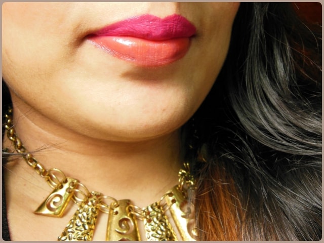 Maybelline Color Show Lipstick Fuchsia Flare and Orange Icon Lip Swatch