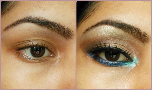 Eye Makeup Tutorial - Pop Of Blue Before and After