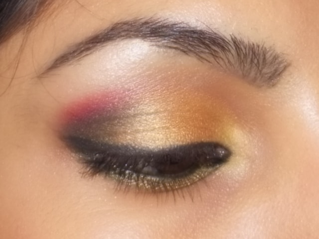 Gold and Pink Party Wear Eye Makeup