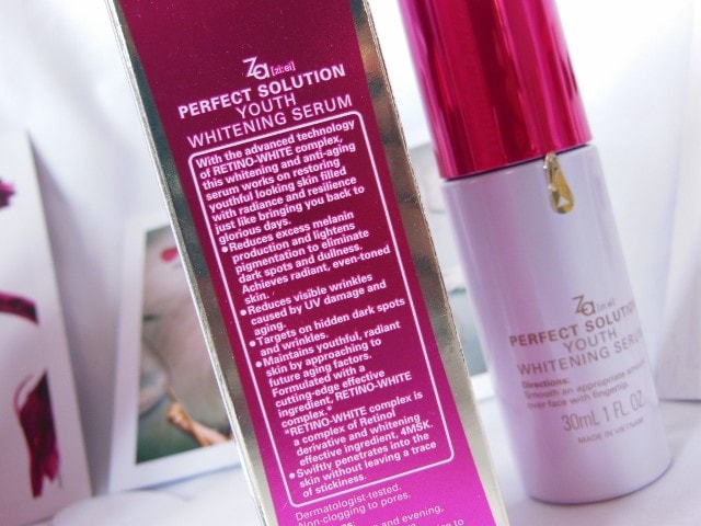 Za perfect Solution Youth Whitening Serum Claims
