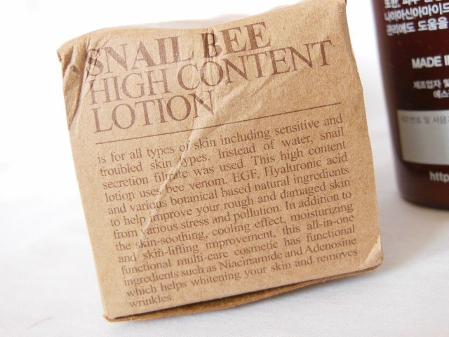 Benton Snail Bee High Content Lotion Claims