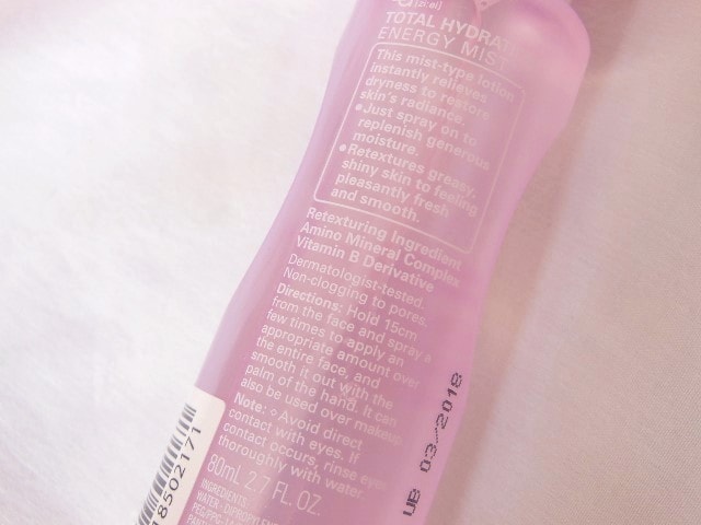 ZA Total Hydration Energy Mist Claims
