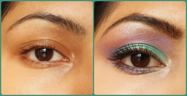 Before and After Lakme Illusion Kareena Kapoor Green and Pink Eyes