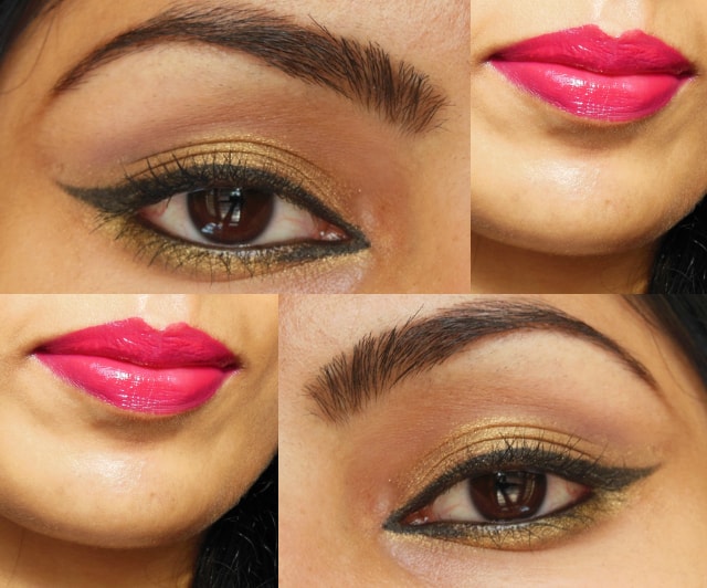 Golden Eyes and Pink Lips Makeup Look