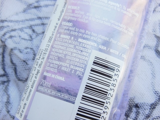 Maybelline Clean Express Total Clean Makeup Remover Ingredients