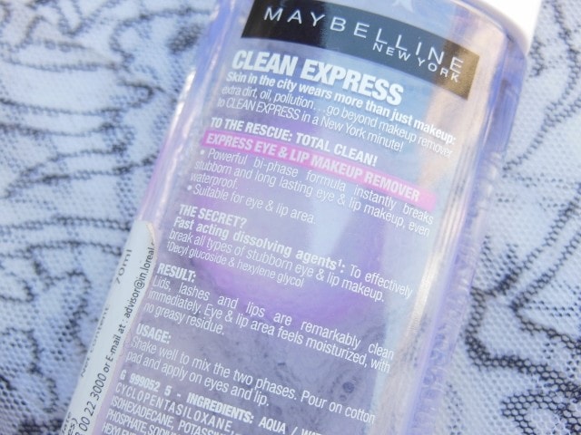 Maybelline Clean Express Total Clean Makeup Remover Usage