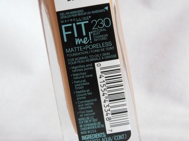 Maybelline Matte+Poreless Fit Me Foundation Claims
