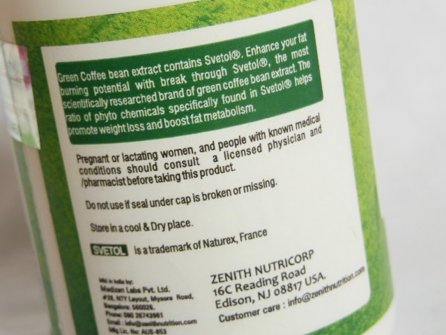 Zenith Nutrition Green Coffee Bean Plus 400gm Directions
