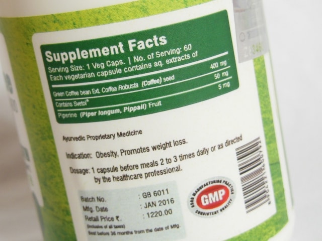 Zenith Nutrition Green Coffee Bean Plus 400gm Ingredients