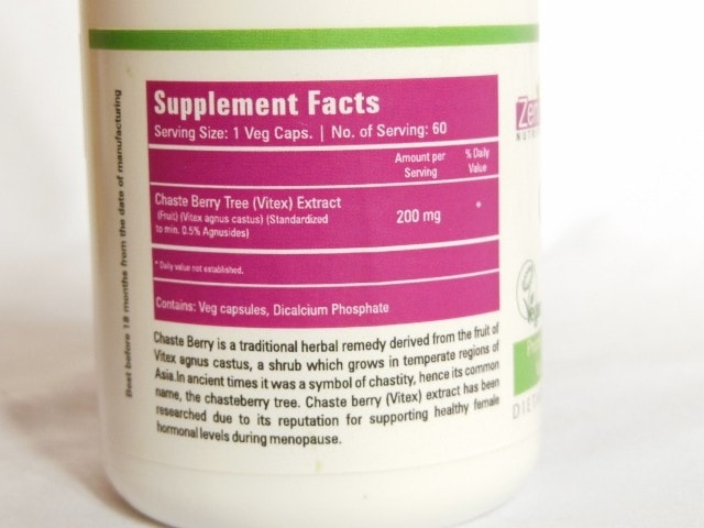Zenith Nutrition Chaste Berry Capsules Ingredients