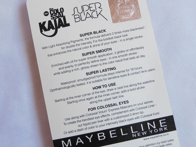 Maybelline Colossal Super Black Kajal Claims