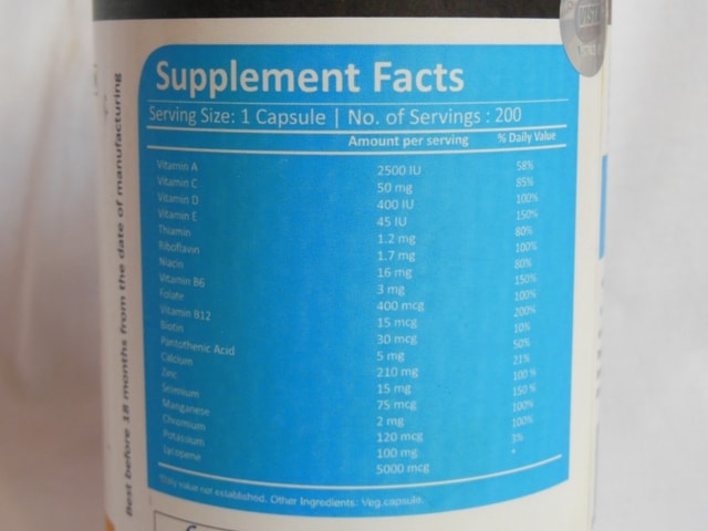 Vista Nutrition Lycopene Supplement Vegetarian Capsules Ingredients