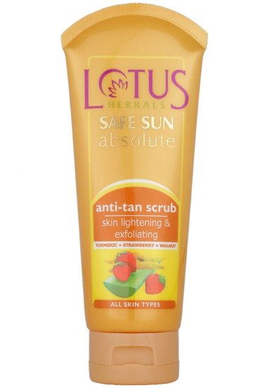 Best Sun Tan Removal Scrubs in India -Lotus Herbals Safe Sun Absolute Anti Tan Scrub