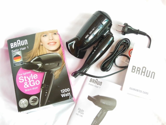 Braun Style and Go Hair Dryer Contents