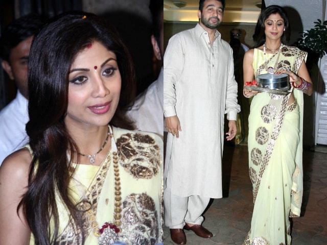 bollywood-celebrities-karwa-chauth-outfit-shilpa-shetty-yellow-saree