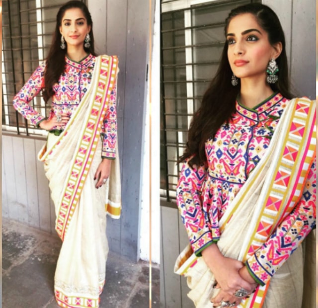 best-ethnic-looks-of-sonam-kapoor-saree-look-colorful